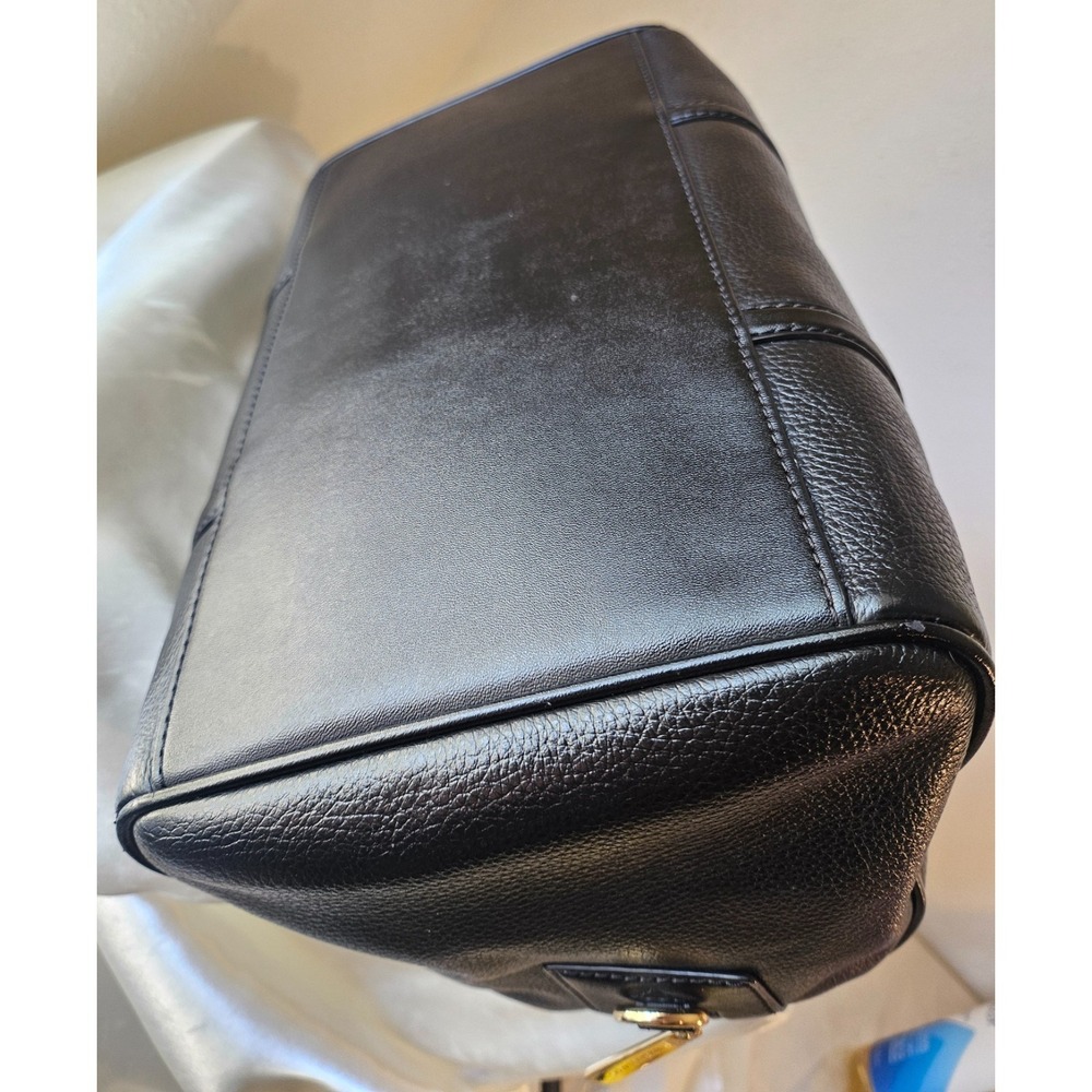 Michael Kors Medium Bedford Black/Gold Pebbled Leather Duffle Satchel Crossbody - Picture 3 of 16